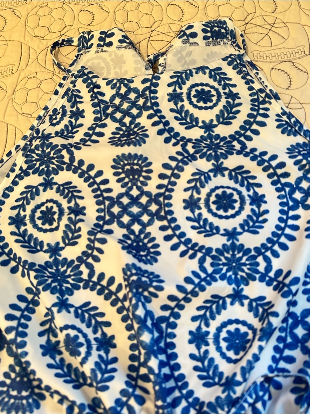 SHEIN White and Blue Printed Halter Romper - Picture 2 of 6